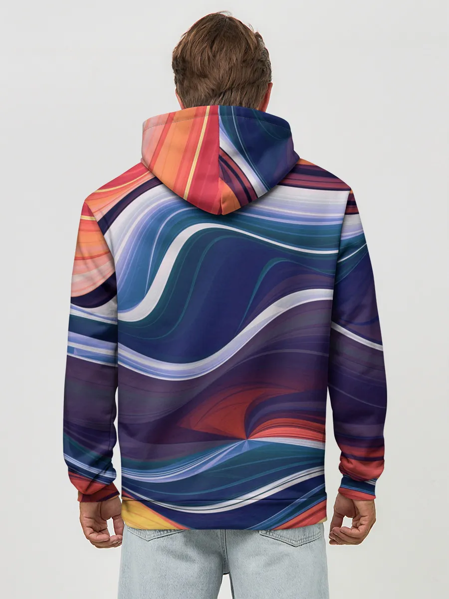 Худи мужской база хлопок / Colored lines