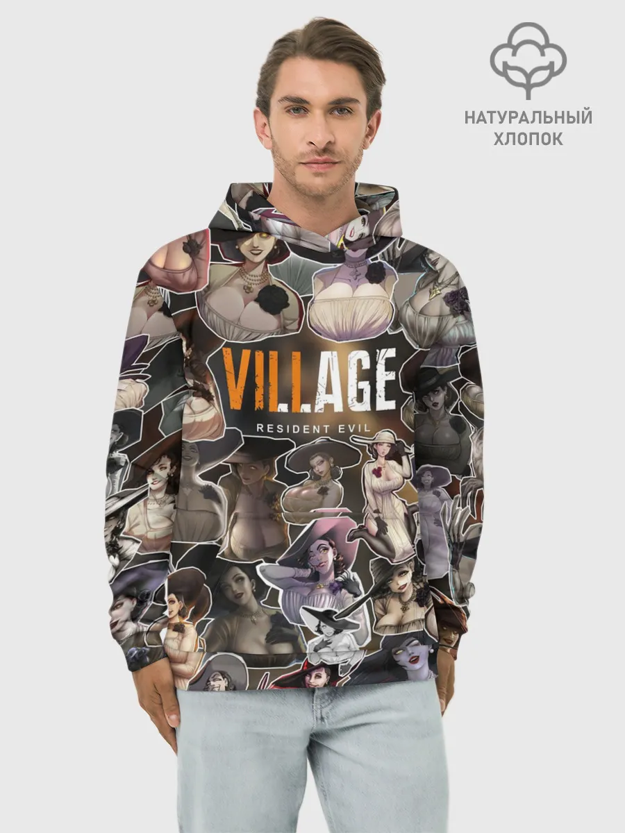 Худи мужской база хлопок / Dimitrescu stikers style 2