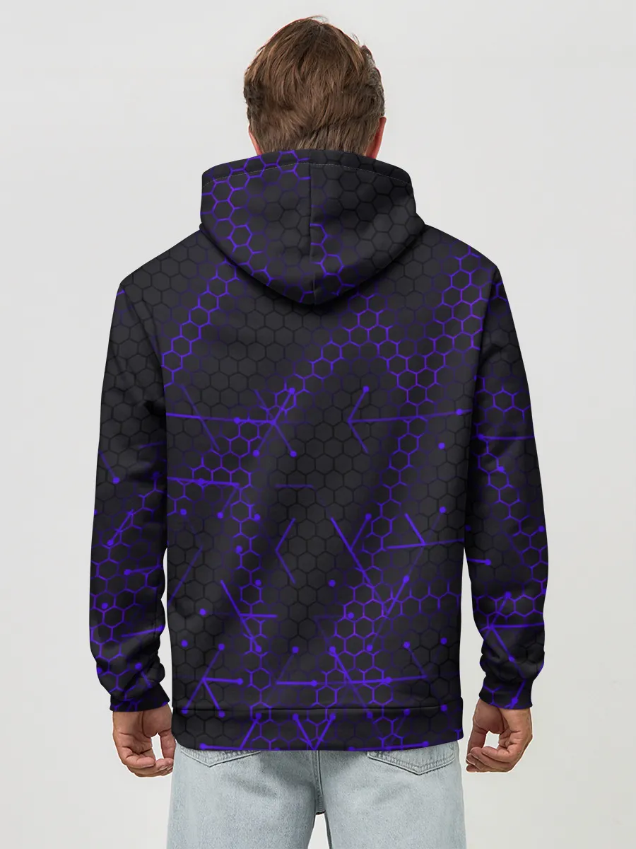 Худи мужской база хлопок / СТАЛЬНЫЕ СОТЫ - НЕОН.ГЕОМЕТРИЯ