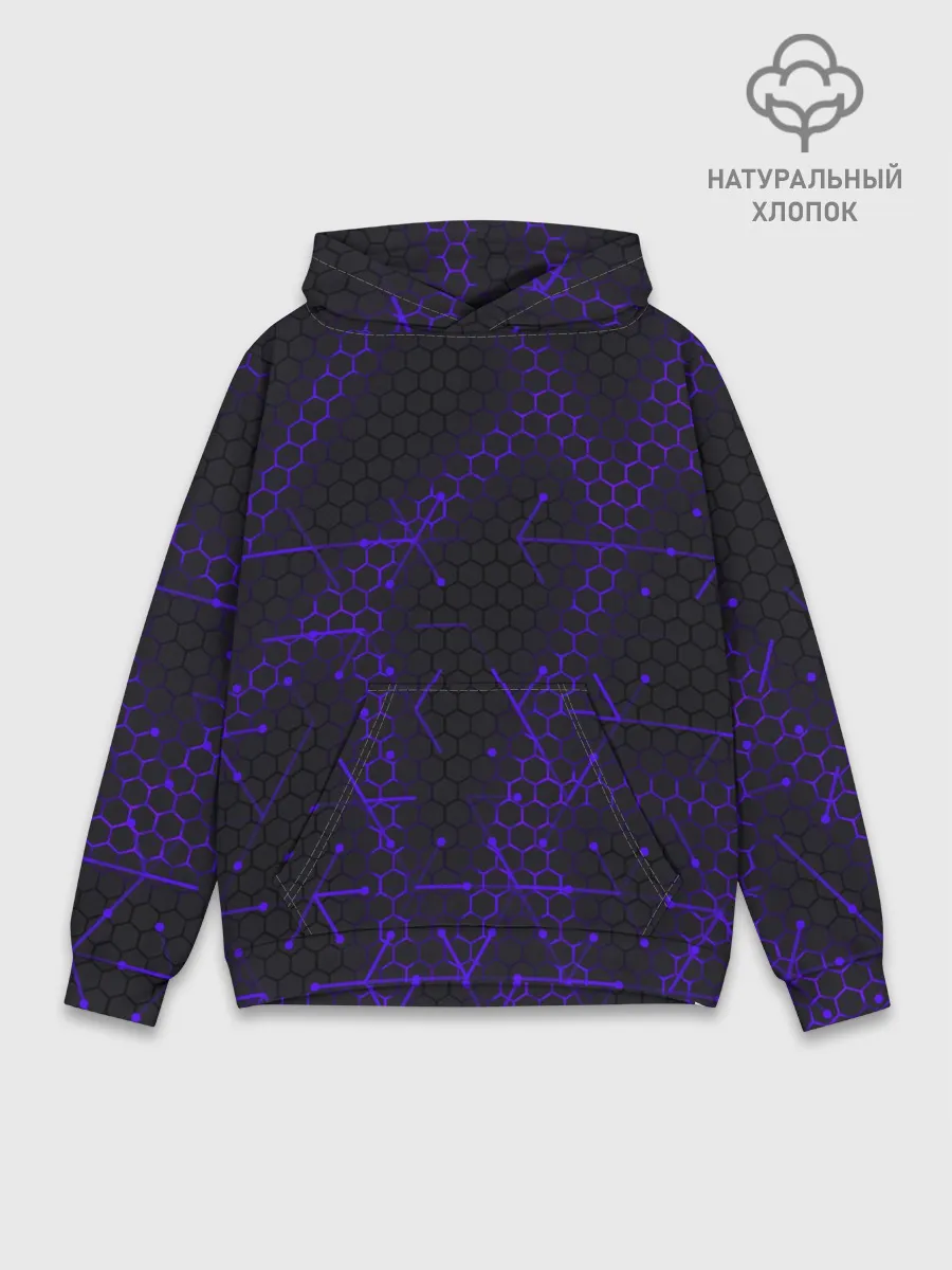Худи мужской база хлопок / СТАЛЬНЫЕ СОТЫ - НЕОН.ГЕОМЕТРИЯ