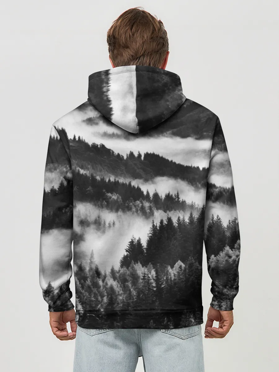 Худи мужской база хлопок / ТУМАННЫЙ ЛЕС / МРАЧНЫЙ ЛЕС