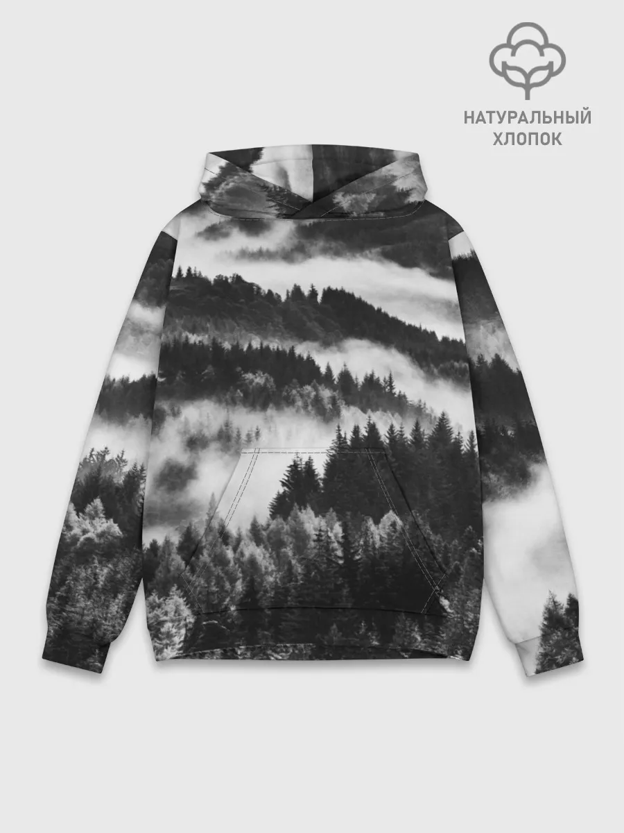 Худи мужской база хлопок / ТУМАННЫЙ ЛЕС / МРАЧНЫЙ ЛЕС