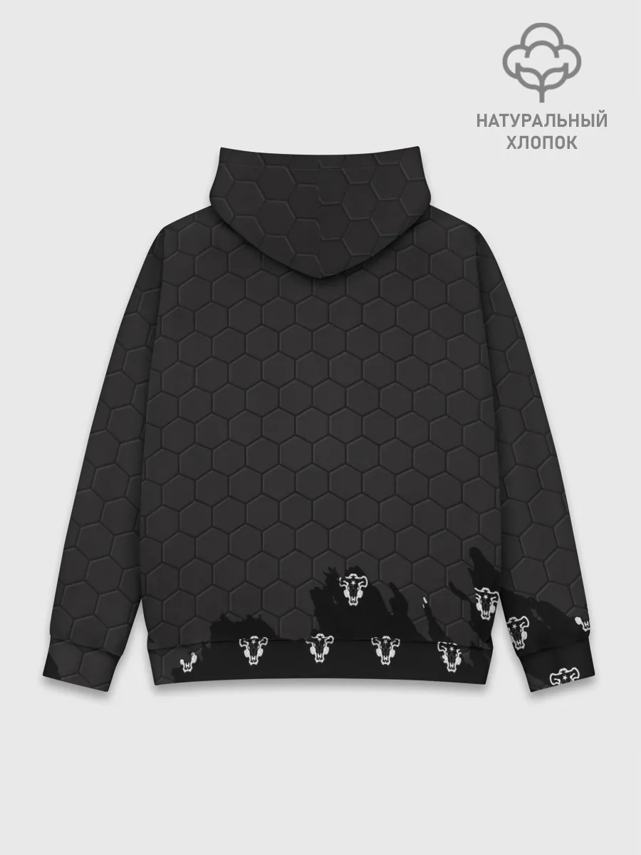 Худи мужской база хлопок / Асто Чёрный клевер броня