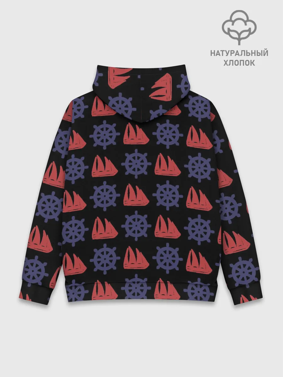 Худи мужской база хлопок / Корабли и штурвалы