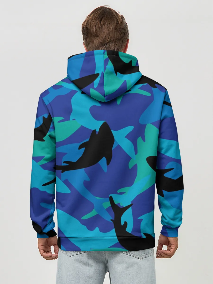 Худи мужской база хлопок / Акулы паттерн