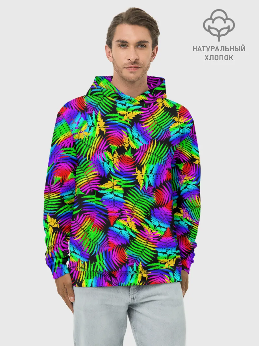 Худи мужской база хлопок / Неоновый папоротник