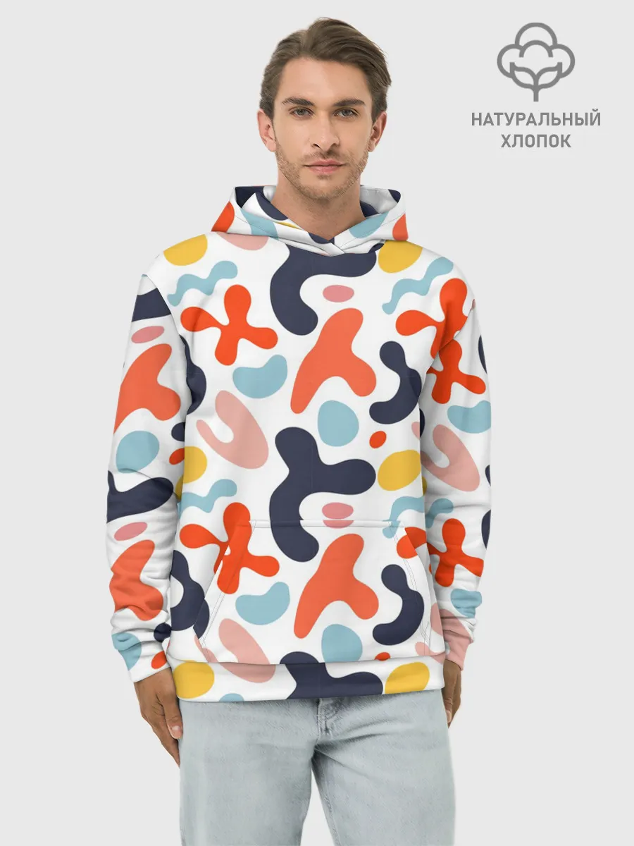 Худи мужской база хлопок / Абстрактные цветные пятна
