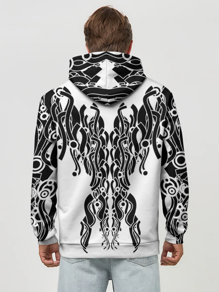 Худи мужской база хлопок / абстракция, круги, линии,