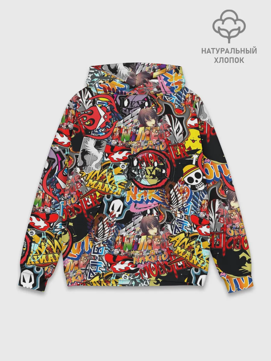 Худи мужской база хлопок / Логотипы Аниме Мультиков