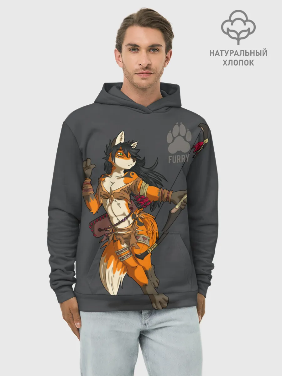 Худи мужской база хлопок / Furry fox