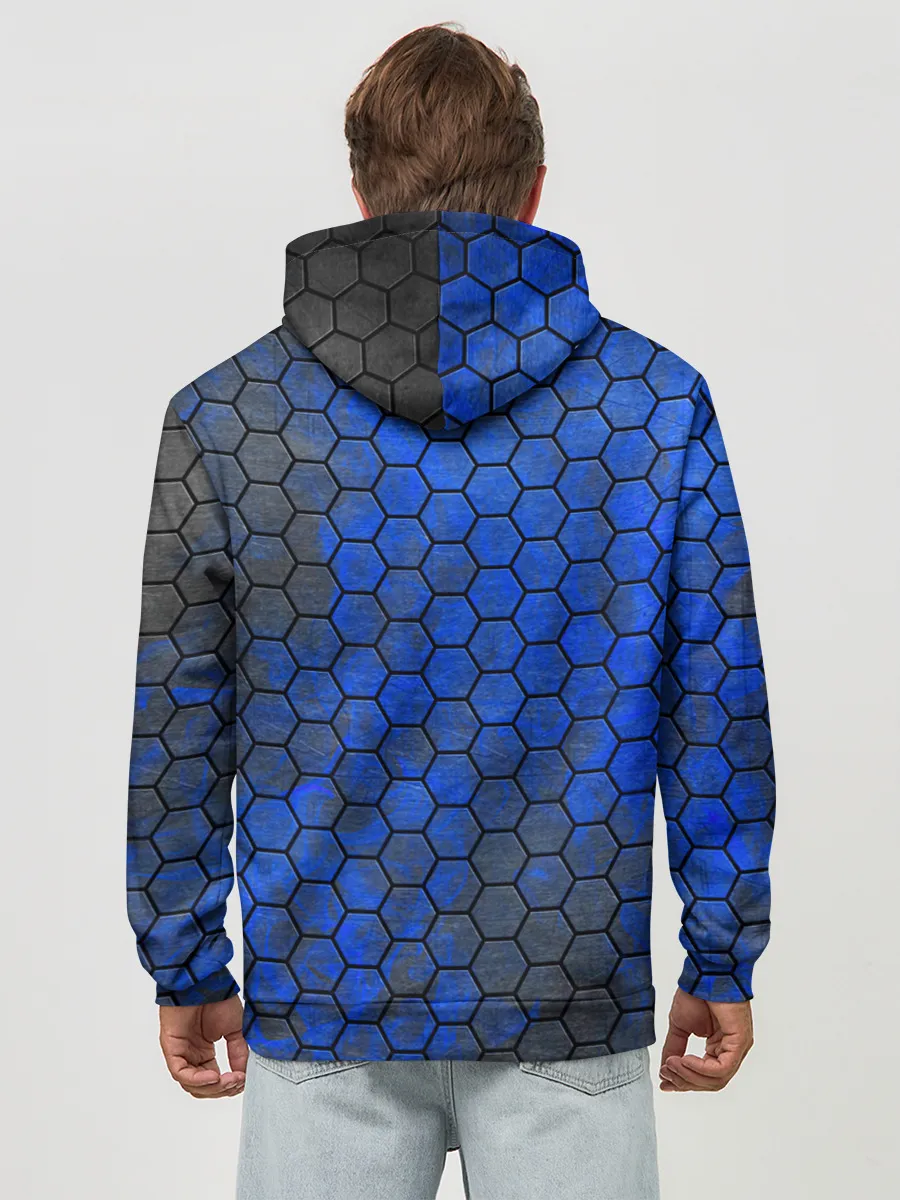 Худи мужской база хлопок / Синие Соты