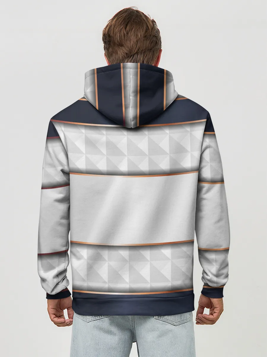 Худи мужской база хлопок / White 3d lines