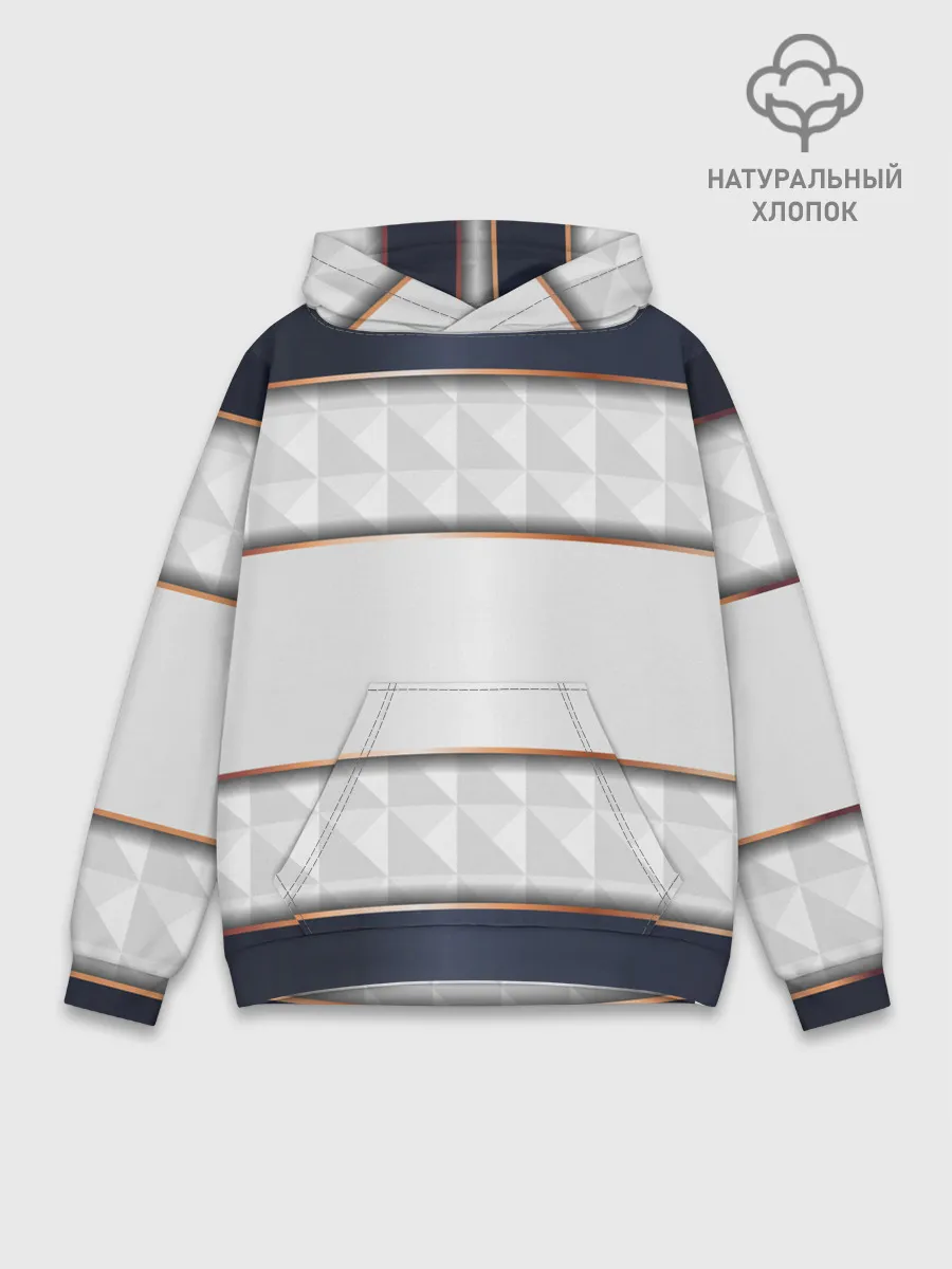 Худи мужской база хлопок / White 3d lines