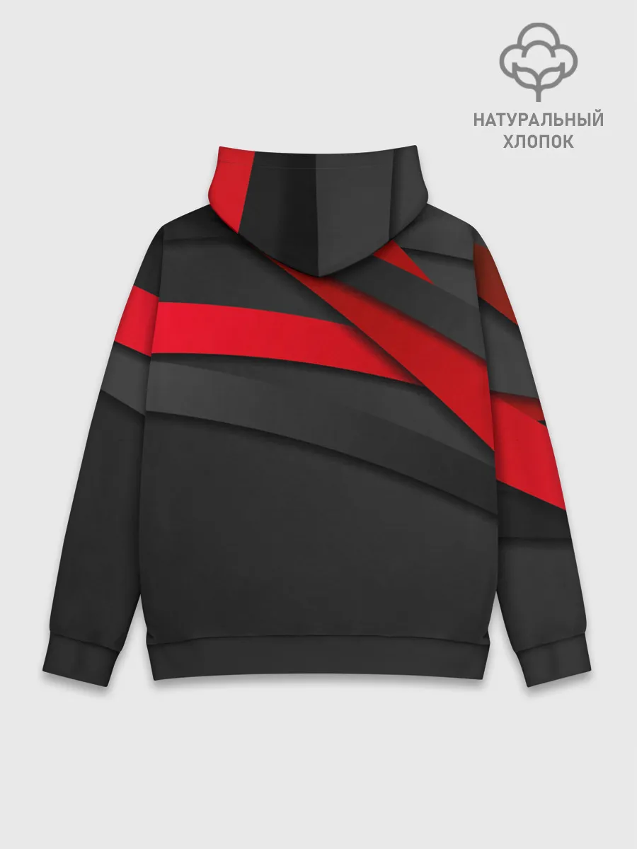 Худи мужской база хлопок / Красные полосы