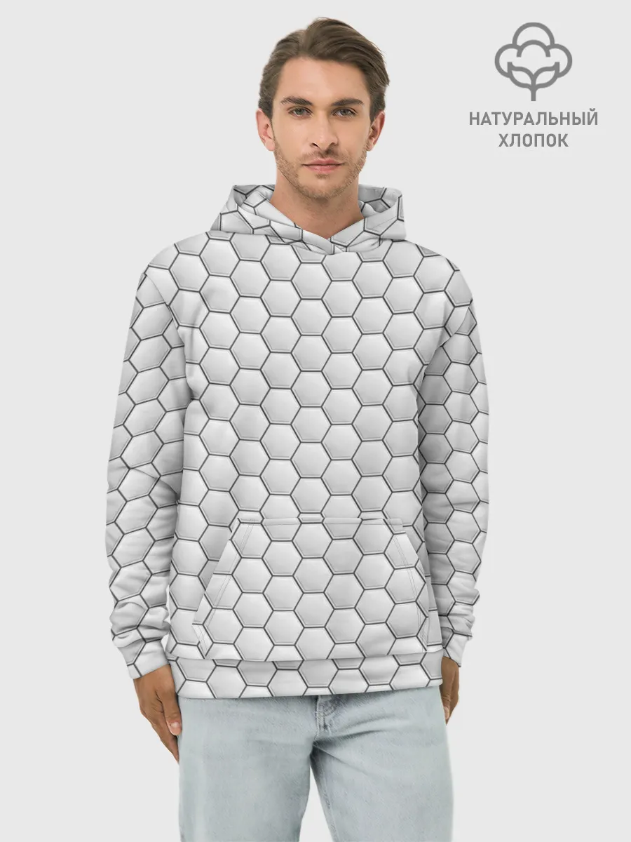 Худи мужской база хлопок / Белая броня на тёмном фоне