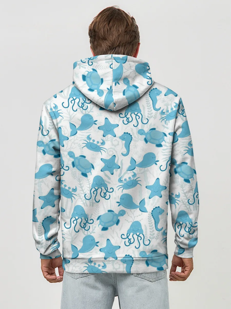 Худи мужской база хлопок / Морские жители