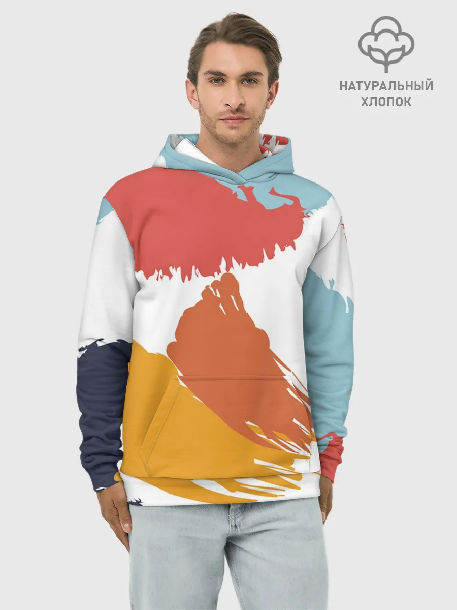 Худи мужской база хлопок / Цветные пятна, мазки кистью