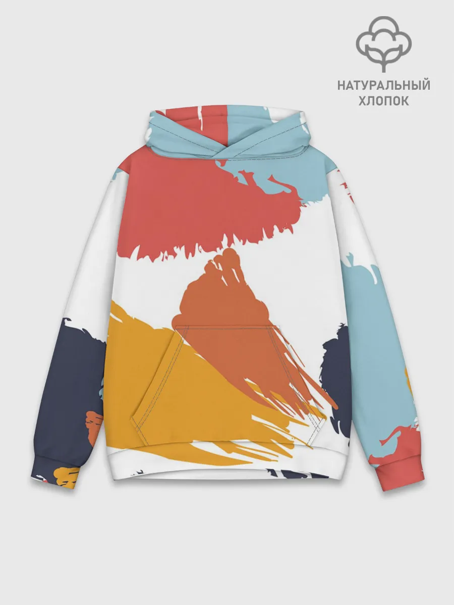 Худи мужской база хлопок / Цветные пятна, мазки кистью
