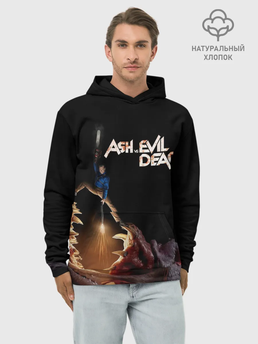 Худи мужской база хлопок / Эш против демона