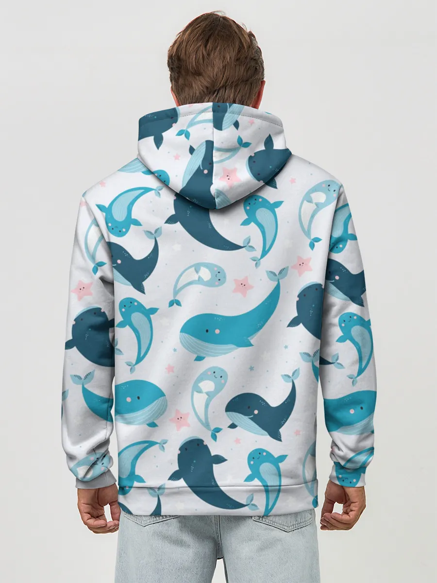 Худи мужской база хлопок / Киты и тюлени