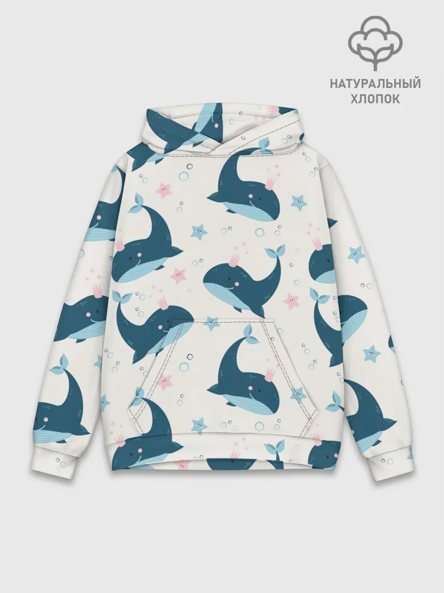 Худи мужской база хлопок / Киты