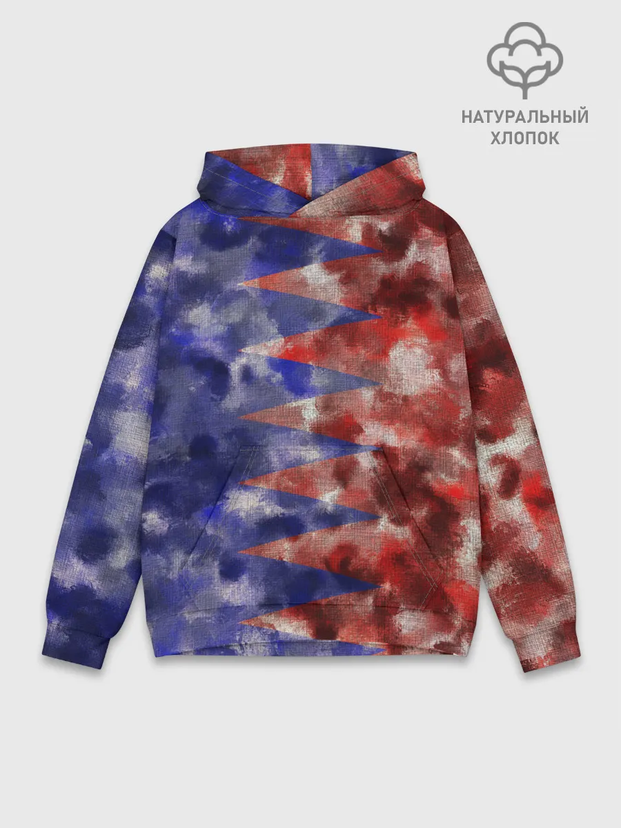 Худи мужской база хлопок / Сине-Красные Разводы