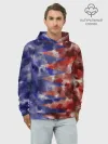 Худи мужской база хлопок / Сине-Красные Разводы