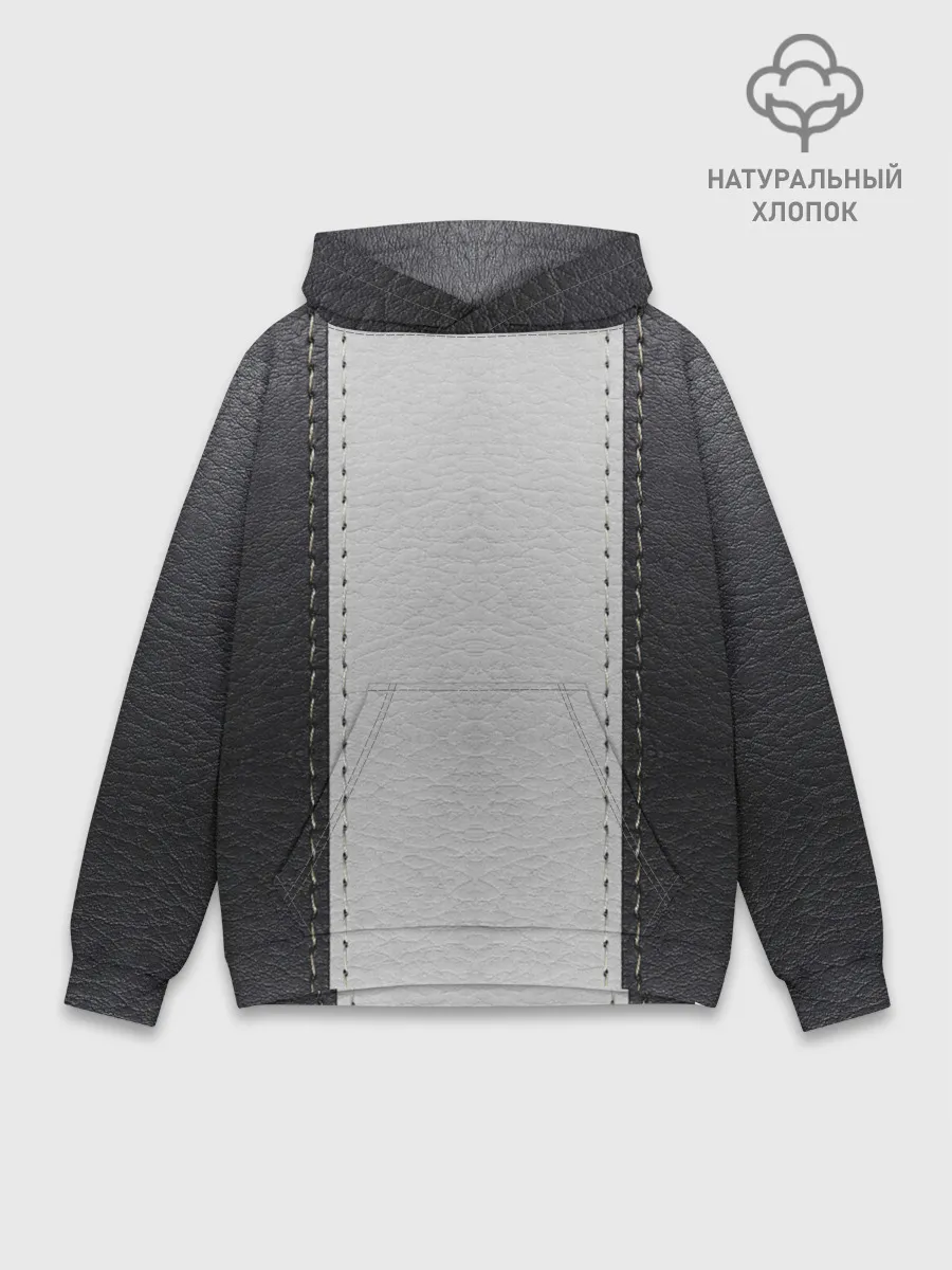 Худи мужской база хлопок / Черно белая кожа