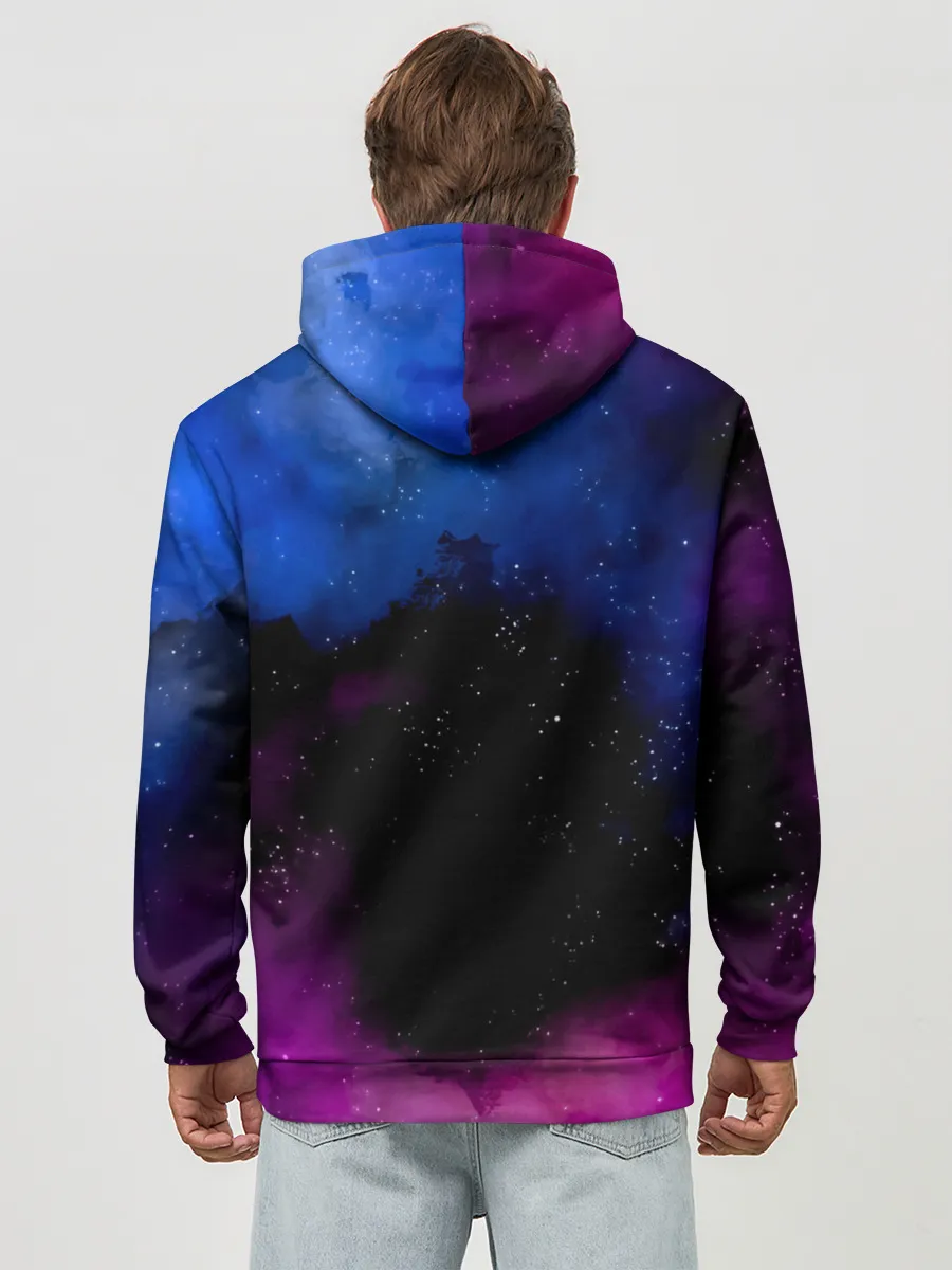 Худи мужской база хлопок / Чёрный клевер космический Юно