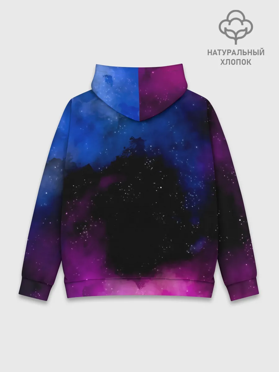 Худи мужской база хлопок / Чёрный клевер космический Юно