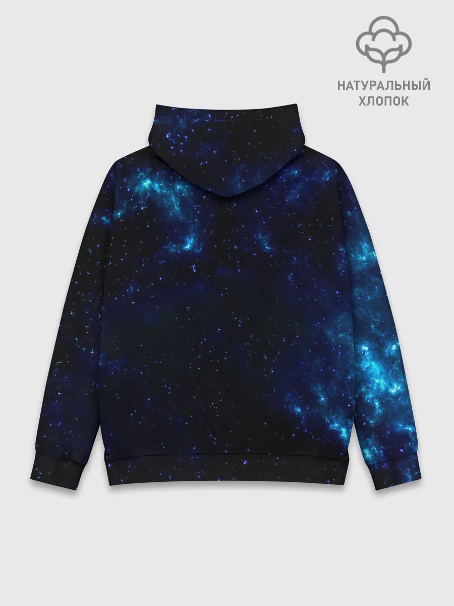 Худи мужской база хлопок / Чёрный клевер Аста в космосе