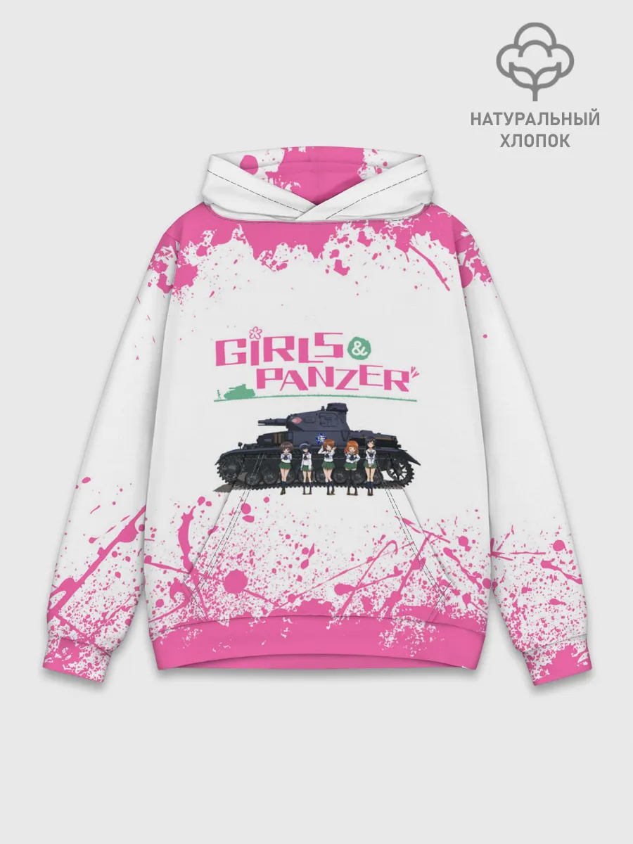 Худи мужской база хлопок / Девушки и танки | Pink