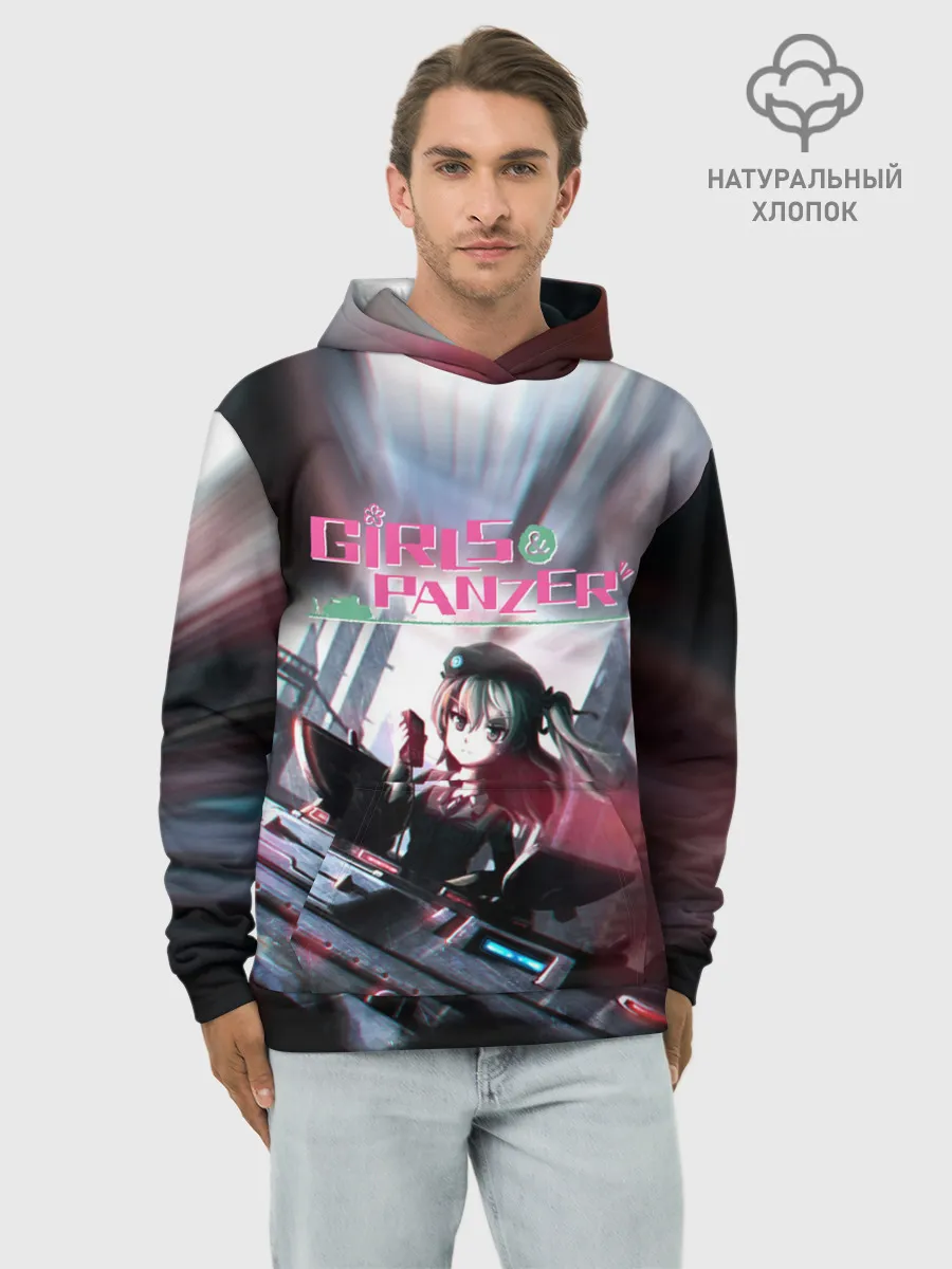Худи мужской база хлопок / Девушки и танки | Арису Симада