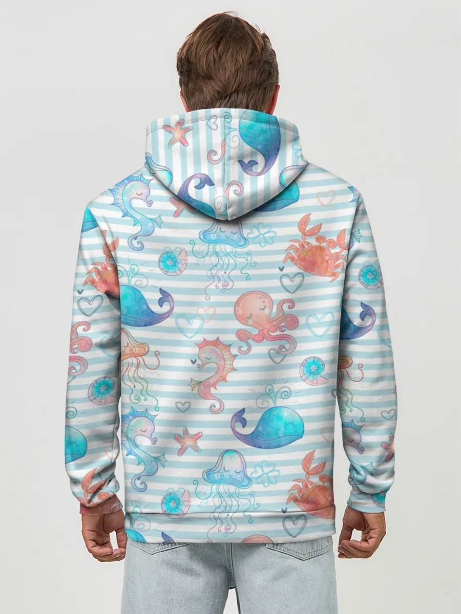 Худи мужской база хлопок / Морские жители