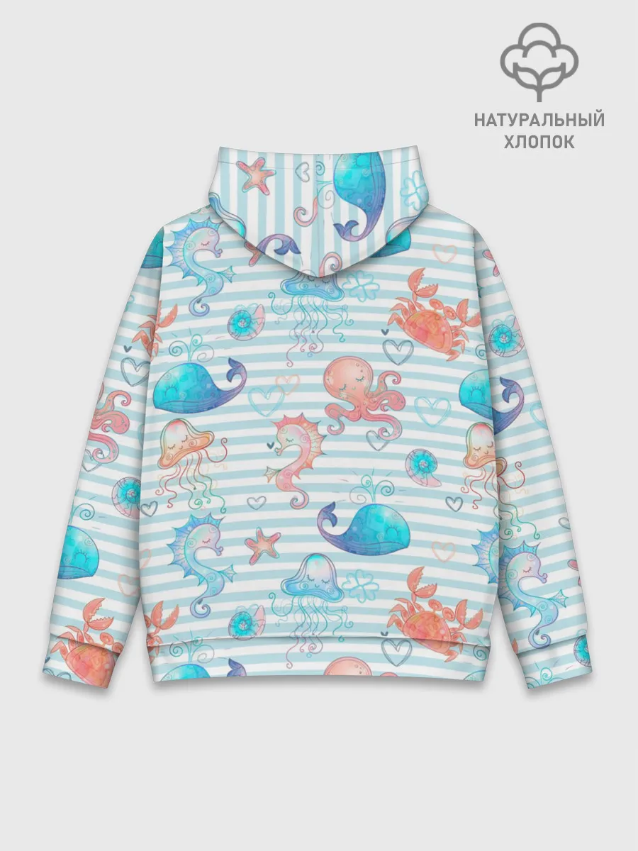 Худи мужской база хлопок / Морские жители