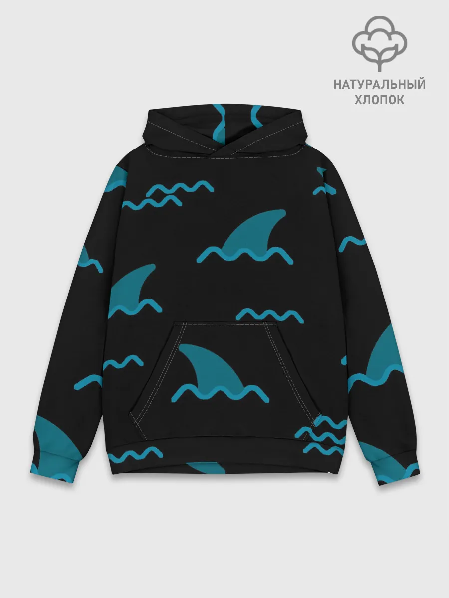 Худи мужской база хлопок / Плавники акул