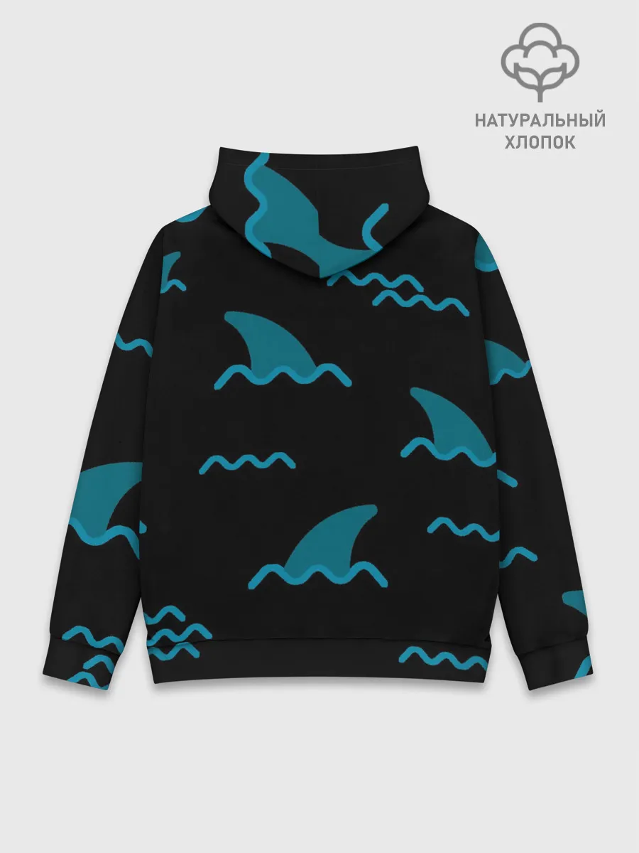 Худи мужской база хлопок / Плавники акул