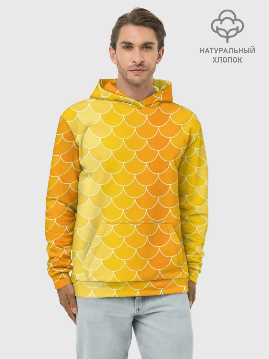 Худи мужской база хлопок / Желтая чешуя