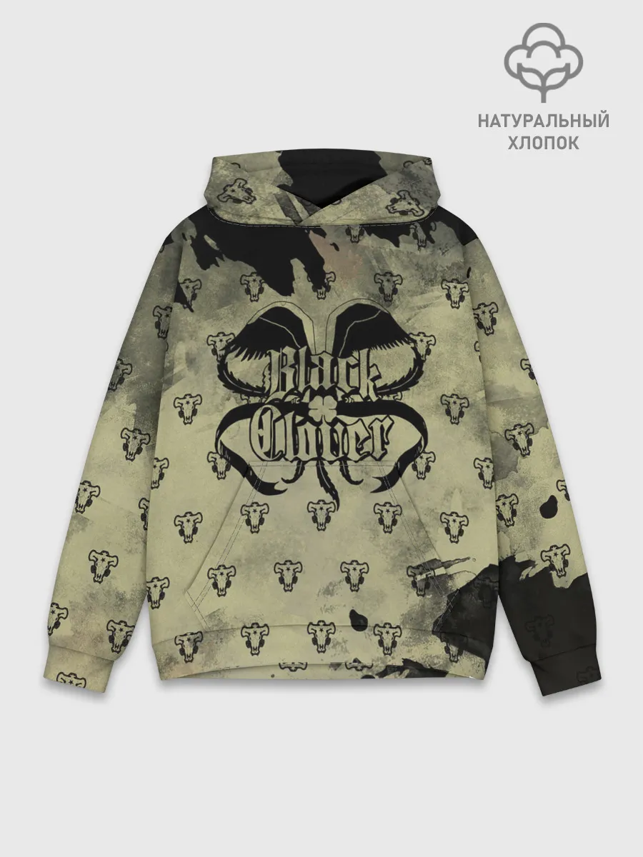 Худи мужской база хлопок / Чёрный клевер Черные быки