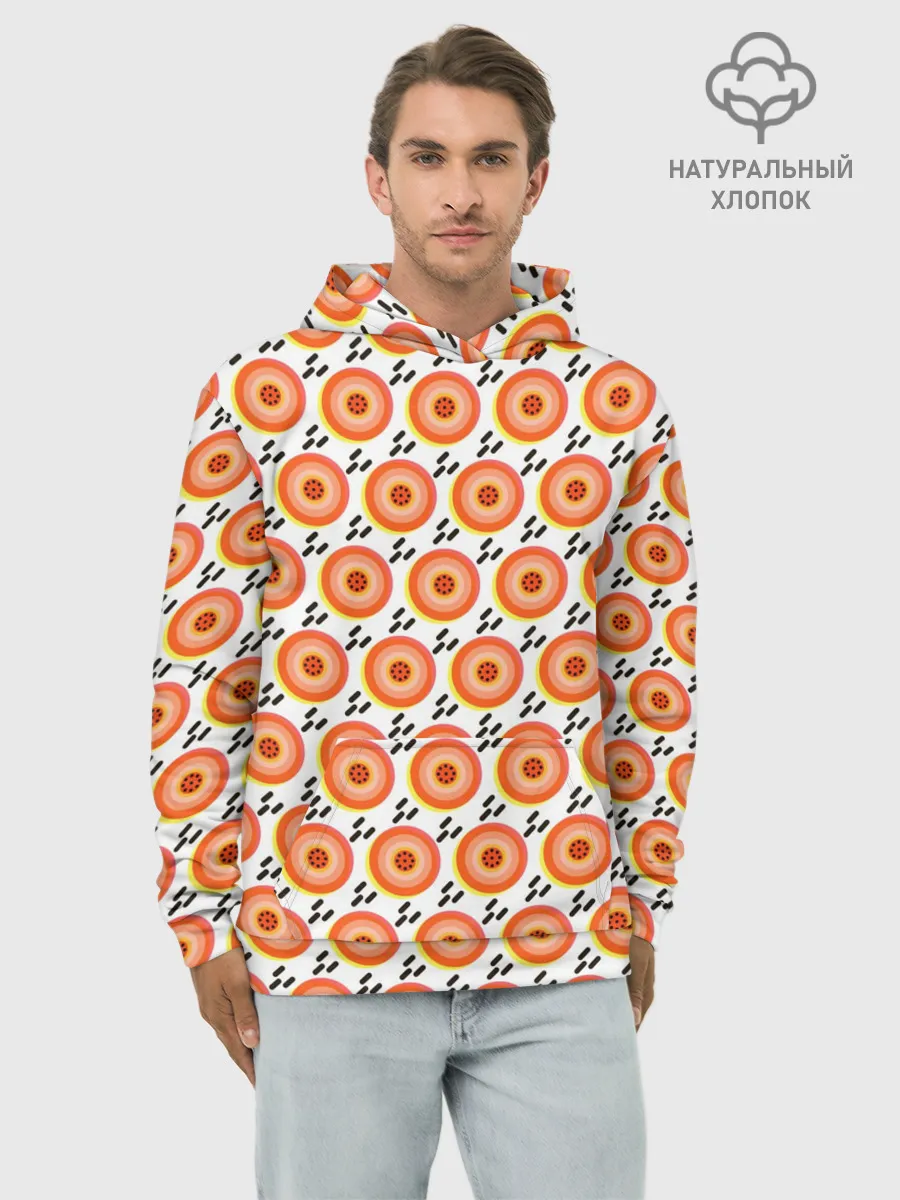 Худи мужской база хлопок / Поп арт, мишень, диски дождь