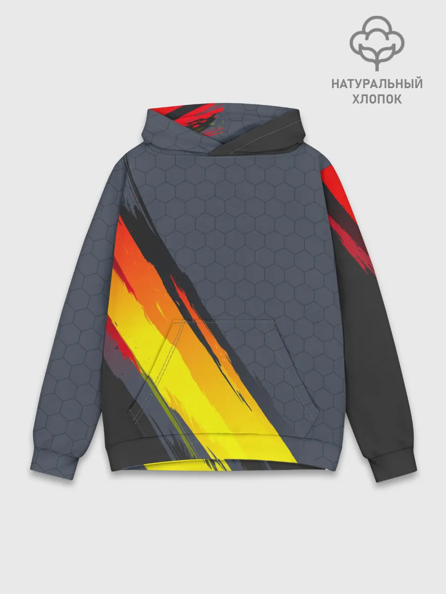 Худи мужской база хлопок / Gray Yellow Style