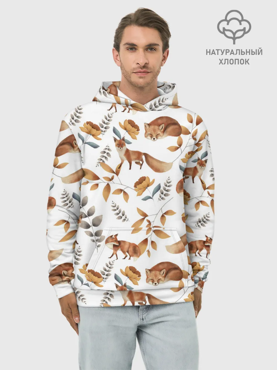 Худи мужской база хлопок / Лиса