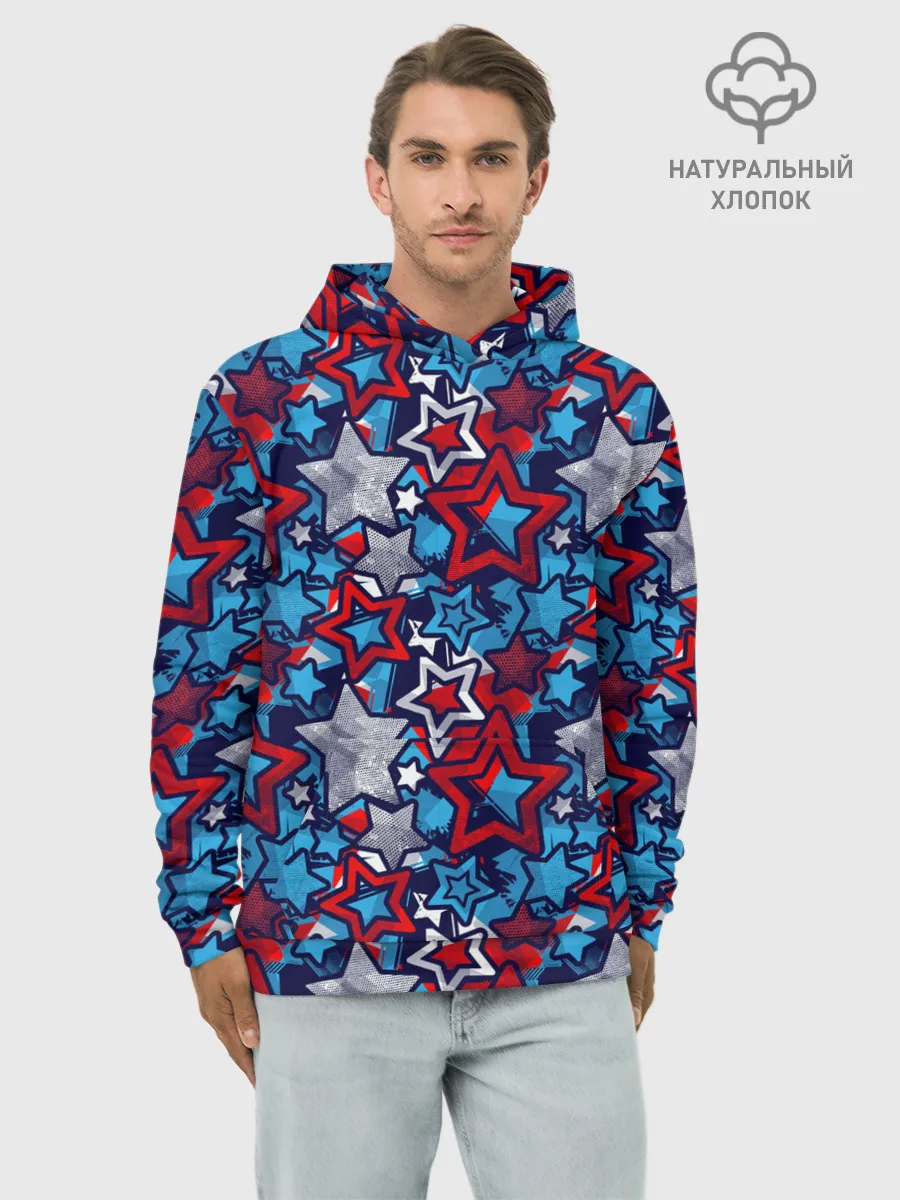 Худи мужской база хлопок / 3D звездочки