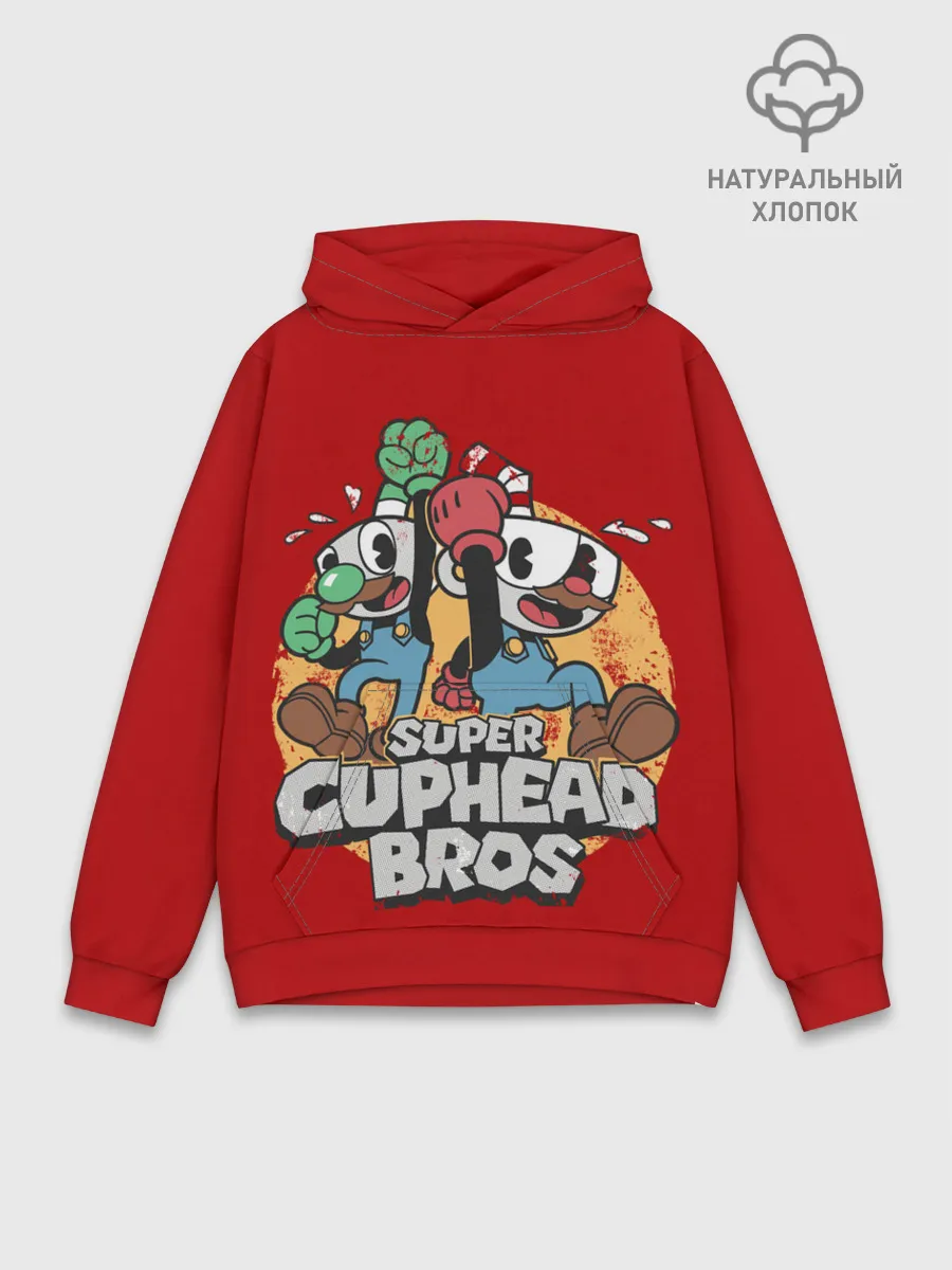 Худи мужской база хлопок / Super Cuphead Bros