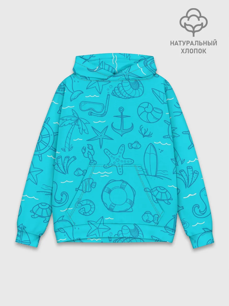 Худи мужской база хлопок / Морская тема