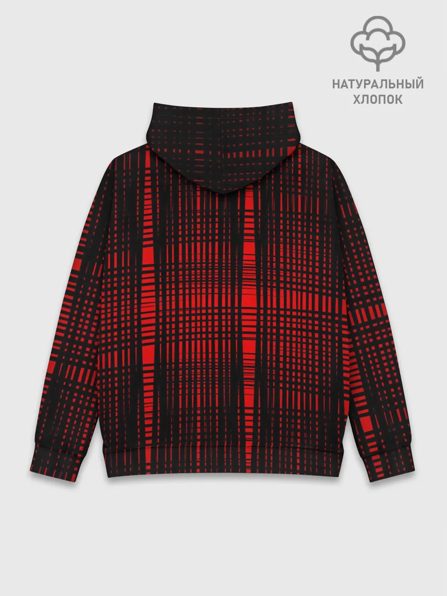 Худи мужской база хлопок / ЧерНые линии на Красном