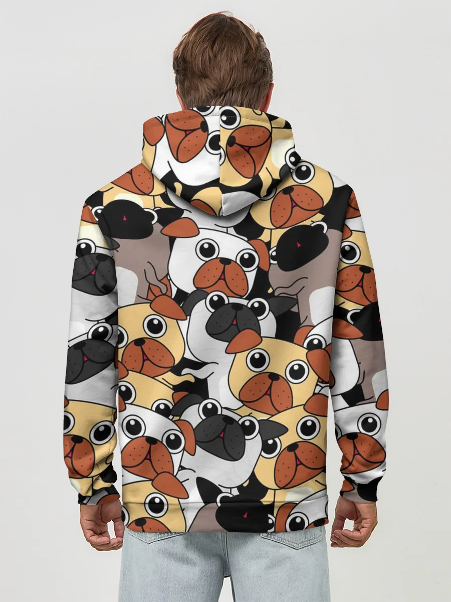 Худи мужской база хлопок / Собаки мопсы