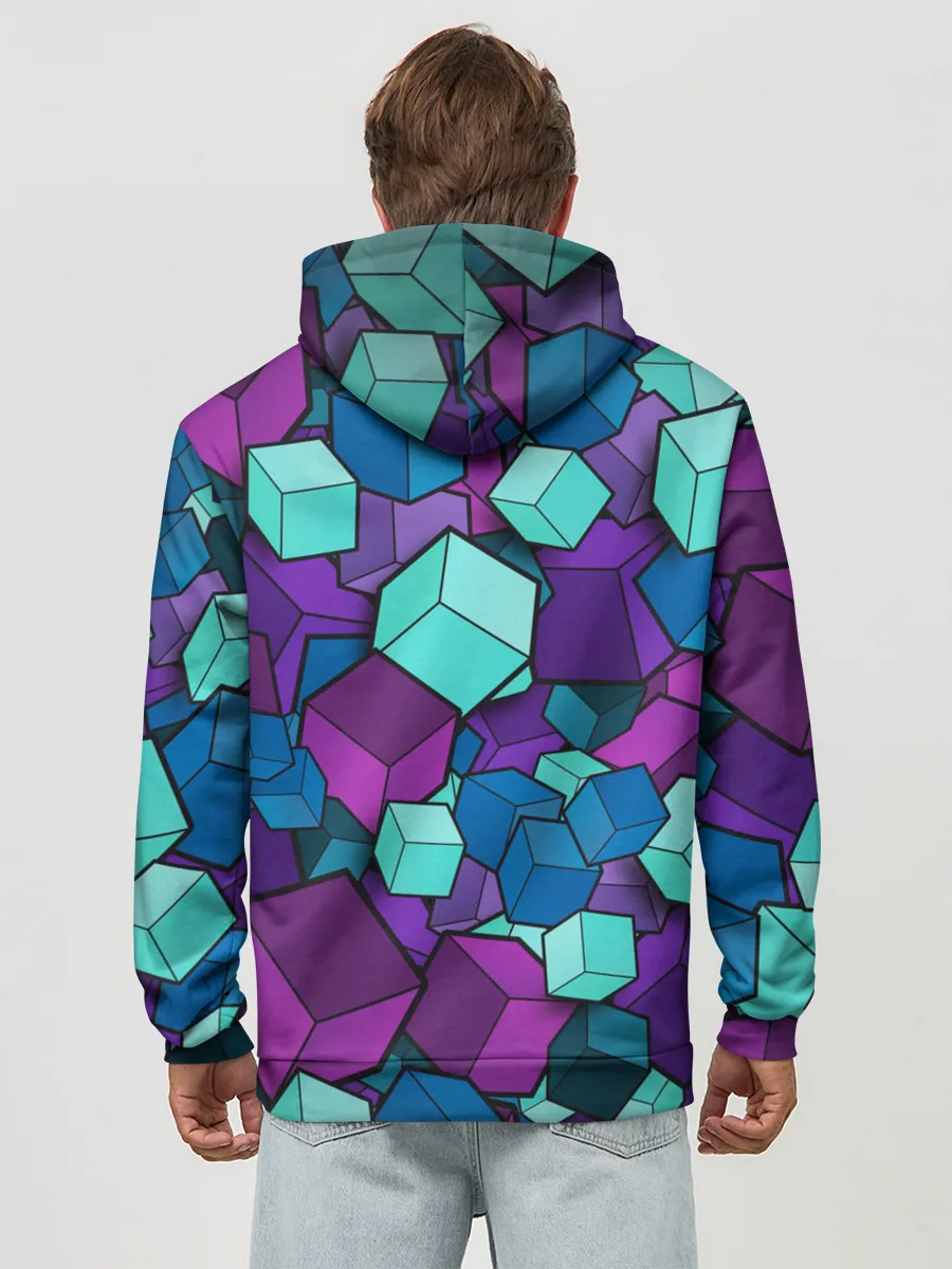 Худи мужской база хлопок / СИРЕНЕВЫЕ КУБЫ