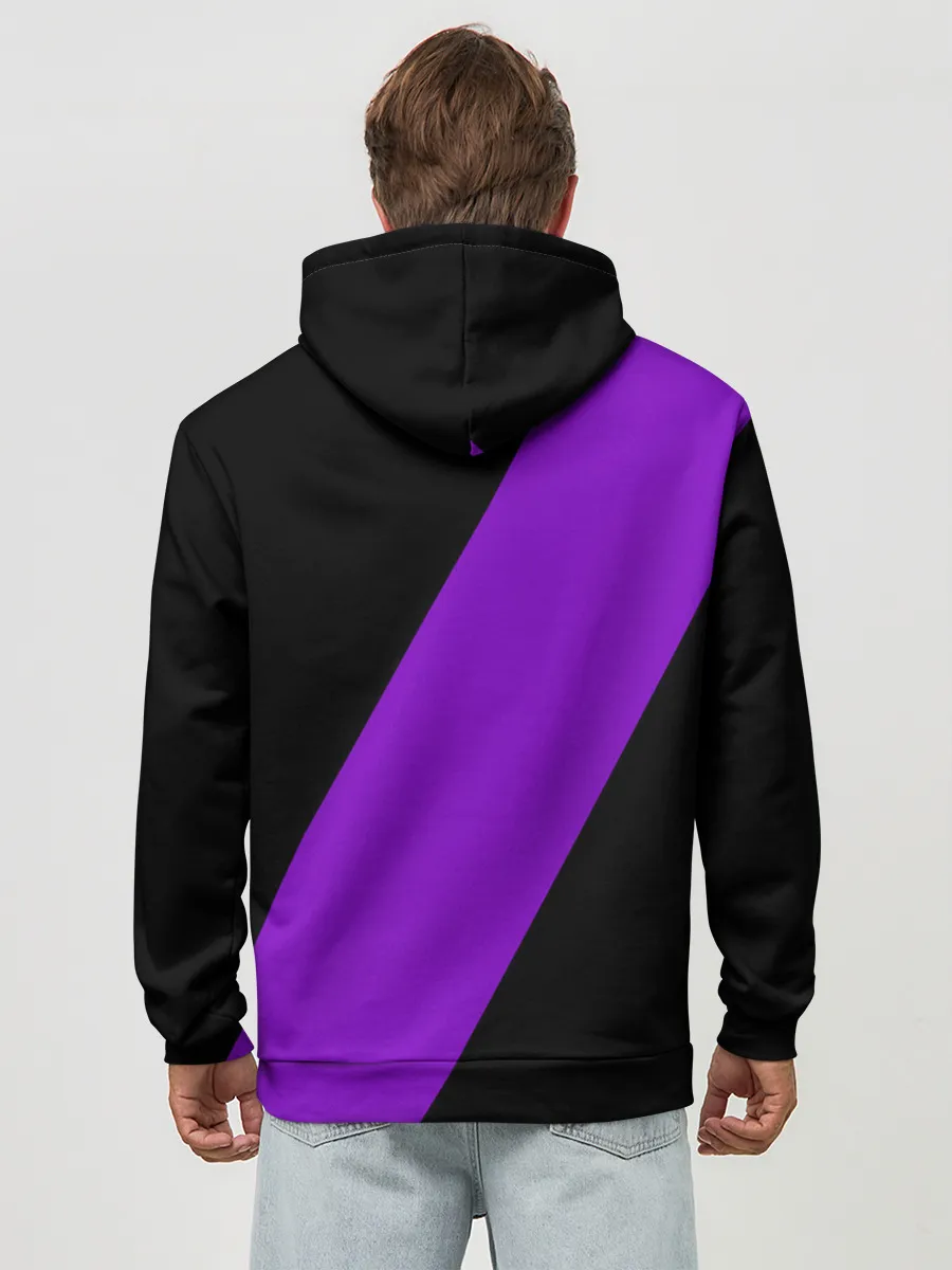 Худи мужской база хлопок / Чёрный клевер демон в сиреневом