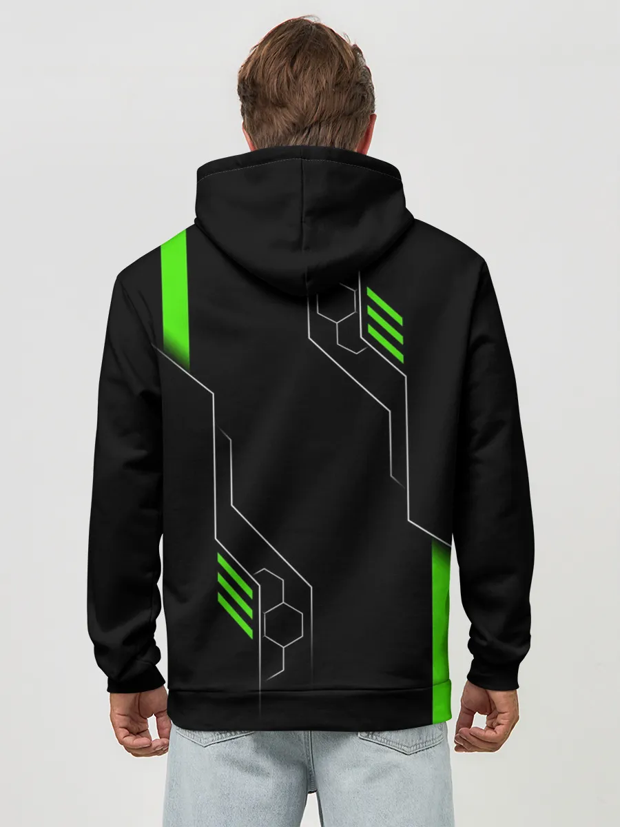 Худи мужской база хлопок / ФУТУРИСТИЧНАЯ БРОНЯ | ЗЕЛЕНАЯ